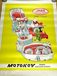JAWA 350 typ 634 - motor - plakát - Motokov