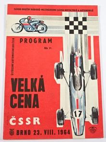Velká cena ČSSR - Brno, 23. 8. 1964 - program + startovní listina + propozice