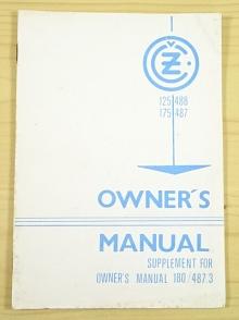 ČZ 125/488, 175/487 - Owner's Manual - Supplement ČZ 180/487.3