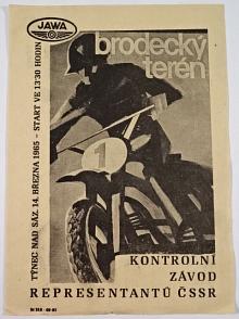 Brodecký terén - kontrolní závod representantů ČSSR - Týnec nad Sázavou 14. 3. 1965 - leták - JAWA