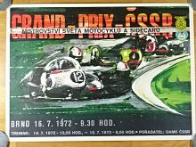 Grand Prix ČSSR - Brno 16. 7. 1972 - Mistrovství světa motocyklů a sidecarů - plakát - Vladimír Valenta
