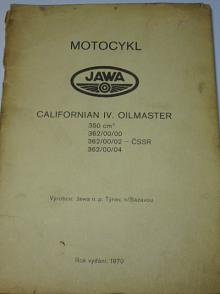 JAWA 350/362 Californian IV, Oilmaster - katalog dílů - 1970