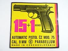 ČZ model 75 automatic pistol cal. 9 mm Parabellum - prospekt - Přesné strojírenství Uherský Brod - Merkuria