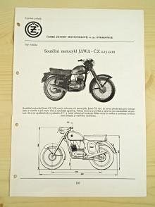 JAWA-ČZ 125 ccm - soutěžní motocykl - katalogový list - 1960