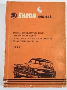 Škoda 440 - 445 - seznam náhradních dílů - 1958