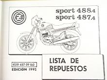 ČZ 125/488-4, ČZ 180/487-4 - lista de repuestos - 1992