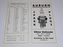 Auburn spark plugs - condensed chart - zapalovací svíčky - Jawa, Škoda, Tatra, Praga...