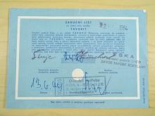 Eska - záruční list na jízdní kolo značky Favorit - 1964