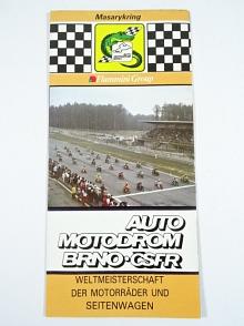 Masarykring - Auto motodrom Brno ČSFR - Weltmeisterschaft der Motorräder und Seitenwagen - 23. - 26. 8. 1990 - leták