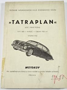 Tatra 600 Tatraplan - seznam náhradních dílů - 1952 - Motokov