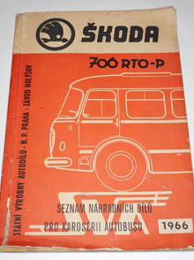 Škoda 706 RTO - P seznam dílů pro karoserii autobusu - 1966 - SVA Holýšov