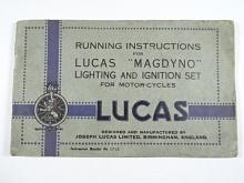Lucas - Running Instructions for Lucas Magdyno Lighting and Ignition Set for Motor-cycles