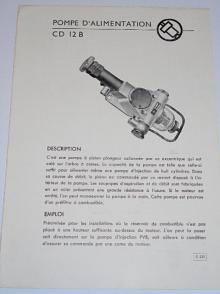 Motorpal - Pompe D´alimentation CD 12 B - Motokov - 1952