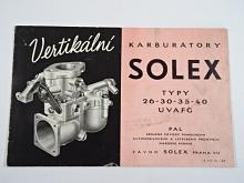 Solex typy 26-30-35-40 UVAFG vertikální karburátory - 1947 - prospekt - PAL