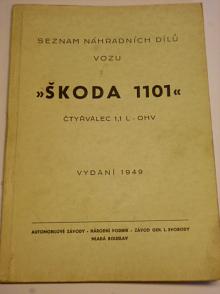 Škoda 1101 - seznam náhradních dílů - 1949