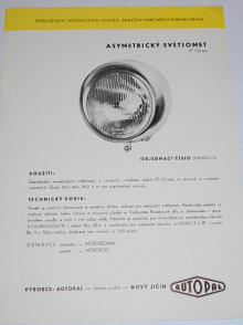 Autopal - asymetrický světlomet průměr 135 mm - 1961 - prospekt - Škoda 440, 445, 450