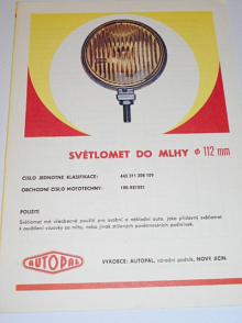 Autopal - světlomet do mlhy průměr 112 mm - prospekt - 1979