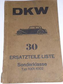 DKW Sonderklasse Typ 1001-1002 - Ersatzteile - Liste