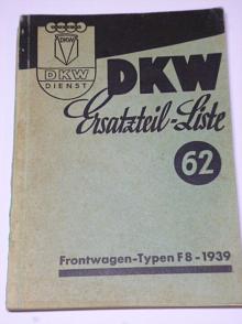 DKW Frontwagen - Typen F 8 - 1939 - Ersatzteil - Liste