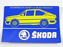 Škoda - AZNP Mladá Boleslav - kapesní kalendářík 1985 - Škoda Rapid - Garde