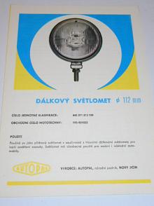 Autopal - dálkový světlomet průměr 112 mm - prospekt - 1979