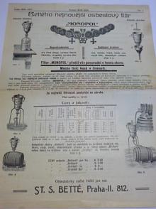 Bettého nejnovější asbestový filtr Monopol - prospekt - 1910