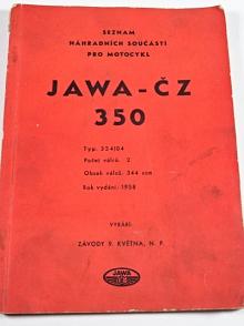 JAWA-ČZ 350 Typ 354/04 - 1958 - seznam náhradních součástí