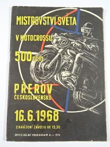 Mistrovství světa v motocrossu 500 ccm - Přerov - 16. 6. 1968 - oficiální program + vstupenka