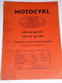 JAWA-ČZ 250/353, 350/354 - 1954 - technický popis, jízdní návod
