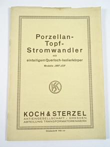Porzellan - Topf - Stromwandler mit einteiligem Querloch - Isolierkörper Modelle JMF/JOF - Koch a Sterzel, Dresden - 1926