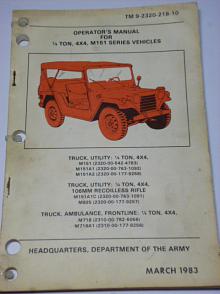 Operator´s manual for 1/4 ton, 4 x 4, M 151 series vehicles - 1983