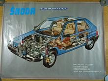 Škoda Favorit - průhled vozem, převodovka, elektrická instalace, hydraulická brzda  - plakát