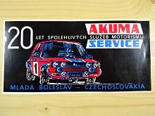 Akuma Service - 20 let spolehlivých služeb motorismu - Mladá Boleslav - Czechoslovakia - samolepka