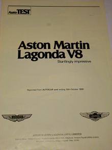 Aston Martin Lagonda V8 - Auto Test Autocar 1980 - prospekt