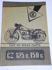 ČZ 125 c, 150 c - list of spare parts - 1951