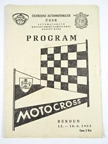 Mezinárodní motokros - Beroun - 16. 6. 1963 - program