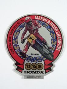 Honda RC 500 M - 1986 FIM World Motocross 500 cc - Maker a Rider Champion - samolepka