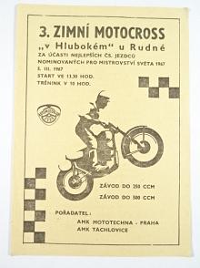 3. zimní motocross v Hlubokém u Roudné - 5. 3. 1967 - leták
