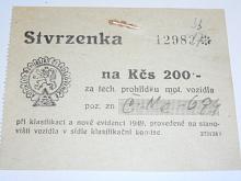 Autoklub republiky Československé - stvrzenka - 1949