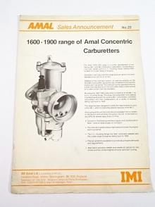 Amal - 1600 - 1900 range of Amal Concentric Carburetters