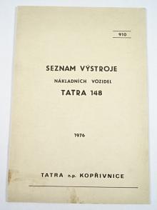 Tatra 148 - seznam výstroje nákladních vozidel - 1976