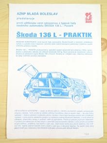 Škoda 135 L - Praktik - prospekt - leták - 1989 - AZNP Mladá Boleslav
