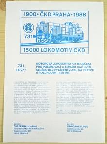 ČKD - motorová lokomotiva 731 - T 457.1 - prospekt - 1988 - Pragoinvest