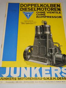 Junkers - Doppelkolben Dieselmotoren - prospekt, nabídka, firemní dopis - Ing. Otto Weigl, Brno