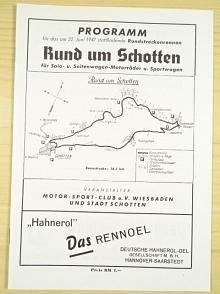 Programm für das am 22. Juni 1947 stattfindende Rundstreckenrennen Rund um Schotten für Solo- u. Seitenwagen - Motorräder u. Sportwagen - REPRINT