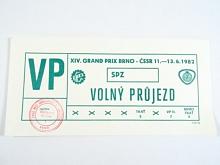 XIV. Grand Prix Brno - ČSSR -  11. - 13. 6. 1982 - volný průjezd