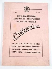 ČZ 175 505 skútrová tříkolka - seznam náhradních dílů - 1963