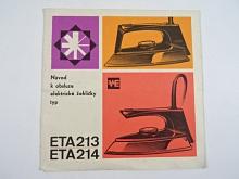 ETA 213 - ETA 214 - návod k obsluze elektrické žehličky- Elektro - Praga Hlinsko