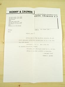 Horny a Zauner, velkoobchod železem a železářským zbožím, Brno - firemní dopis + obálka - 1935 - JAWA