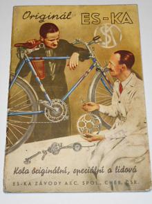 ES-KA kola originální, speciální a lidová + ceník 1938 + Händler-Preisliste 1940 + dopis - informace o motokole s motorem Sachs + kola dětská, kola pro mládež - prospekt